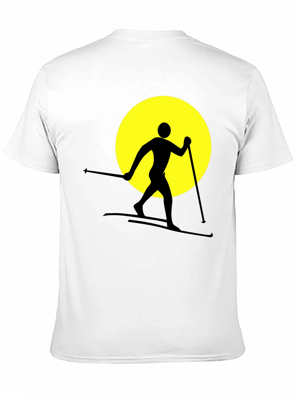 Skiing Silhouette Graphic Tee - Black Cotton Blend