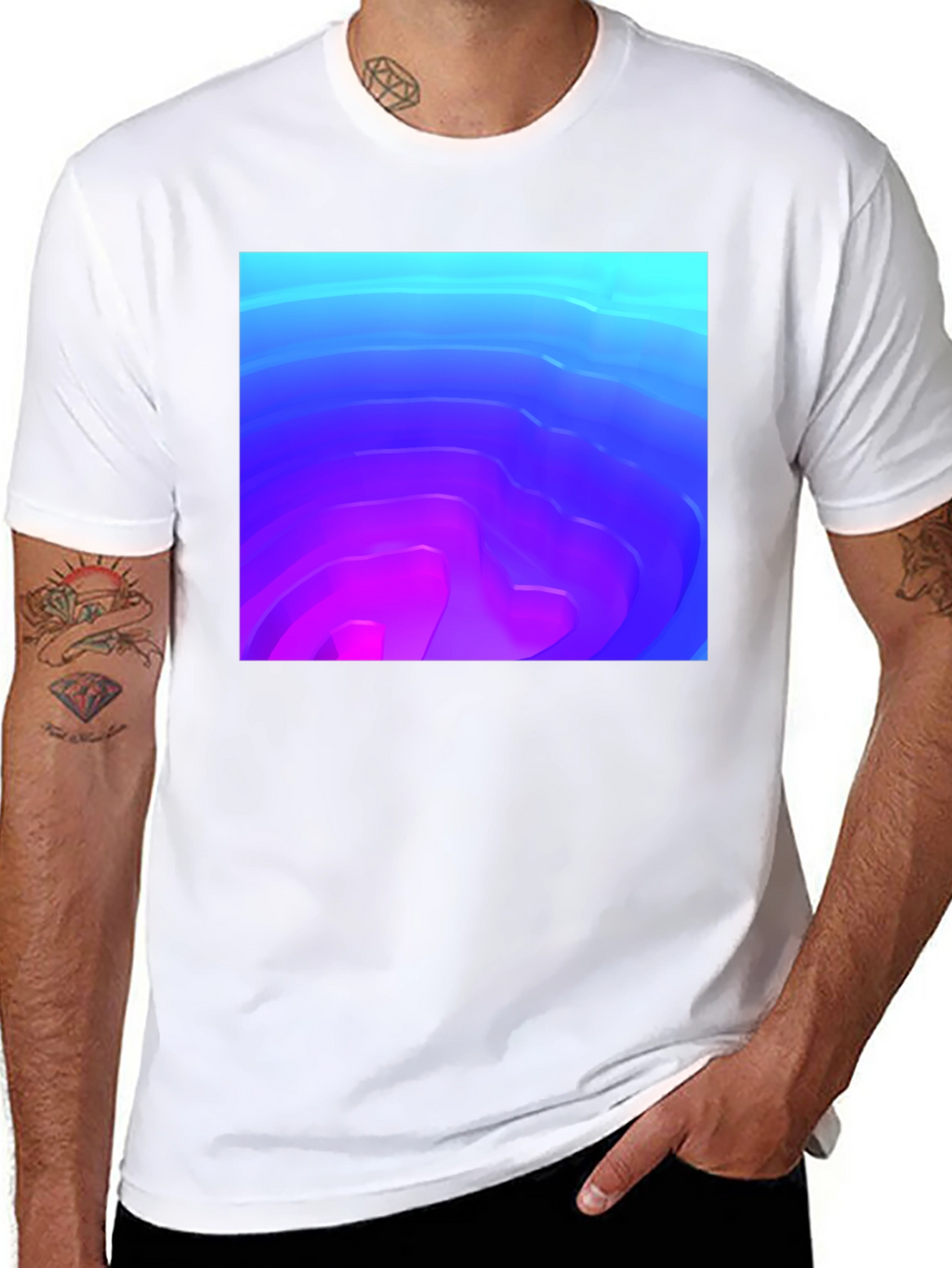 Abstract Gradient Graphic Black T-Shirt