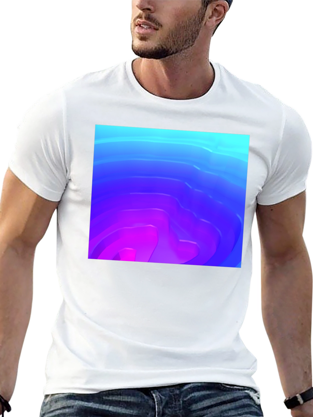 Abstract Gradient Graphic Black T-Shirt