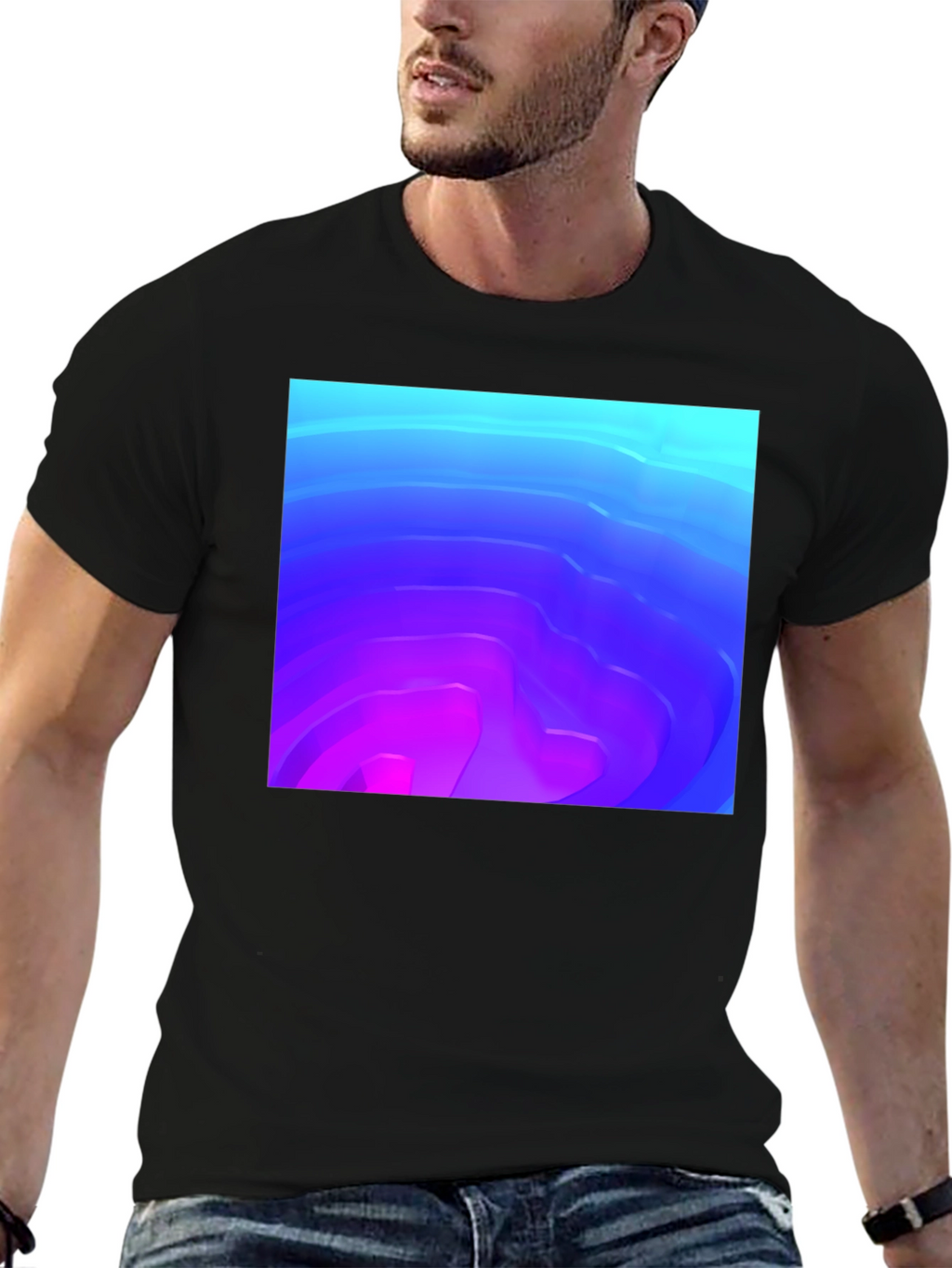 Abstract Gradient Graphic Black T-Shirt