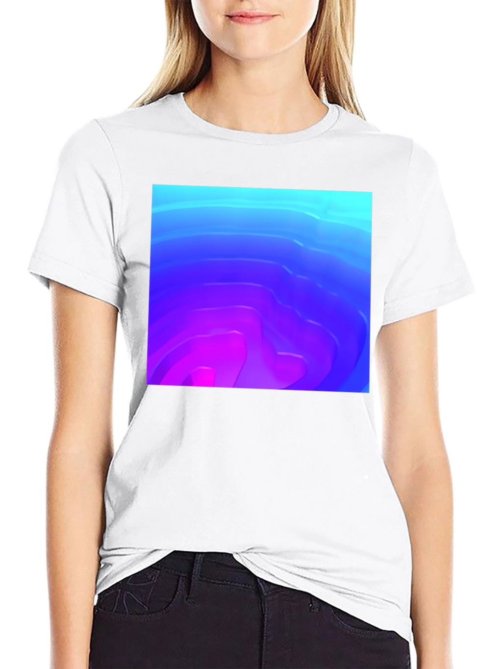 Abstract Gradient Graphic Black T-Shirt