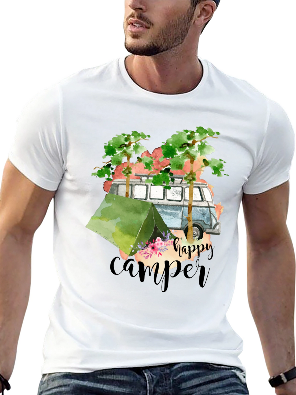 Happy Camper Graphic Tee - Camping Adventure