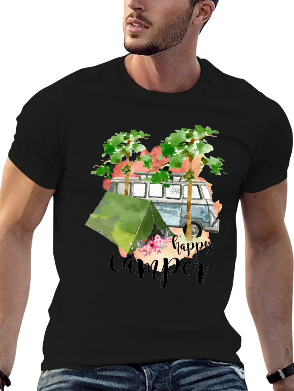 Happy Camper Graphic Tee - Camping Adventure