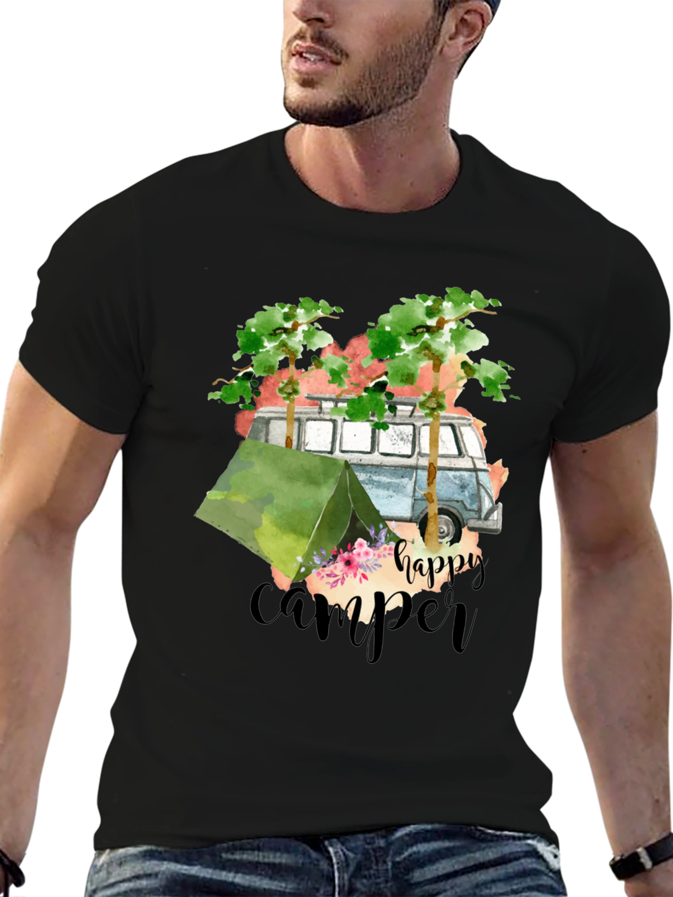 Happy Camper Graphic Tee - Camping Adventure