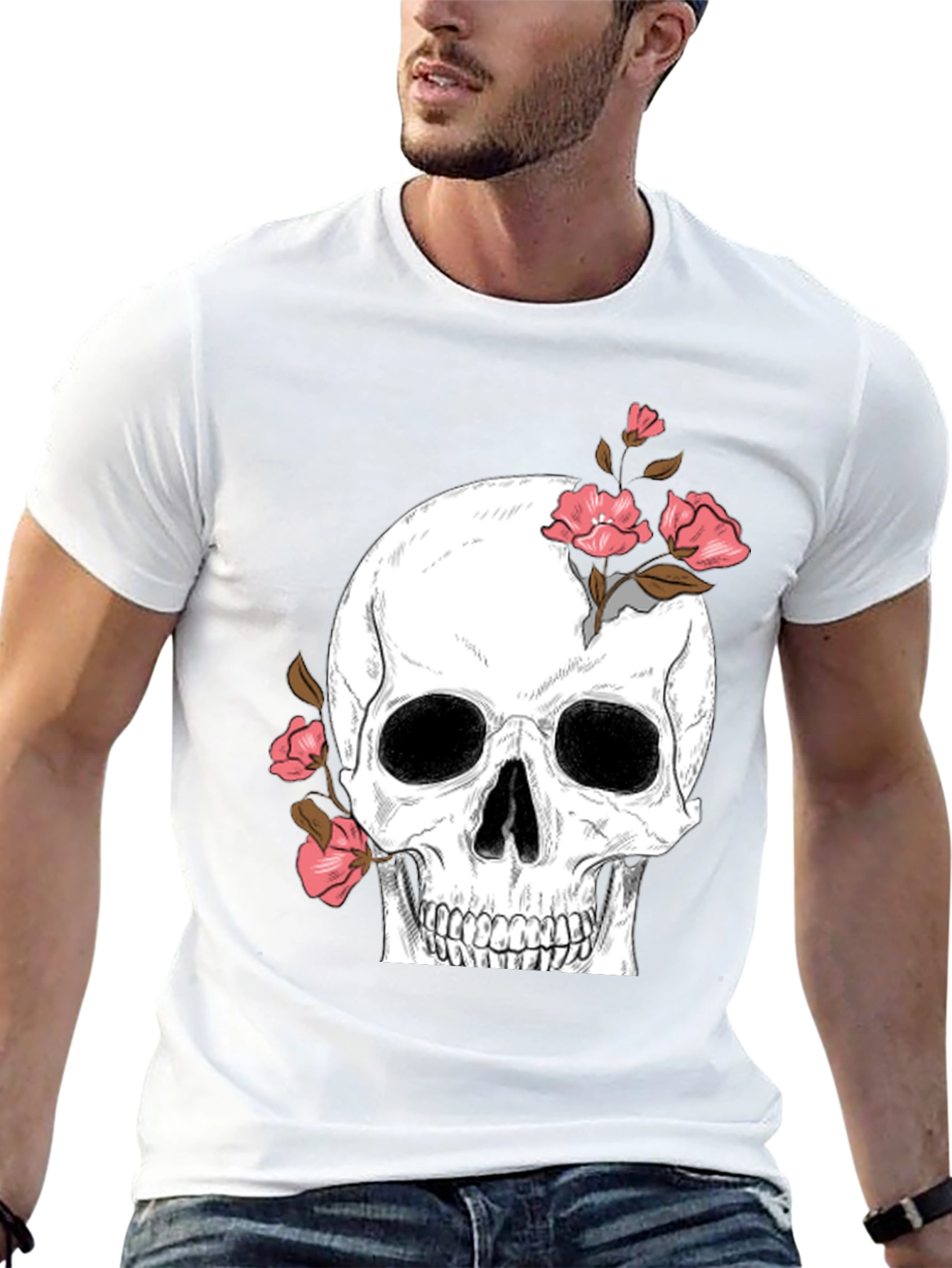 Skull & Roses Graphic Tee - Black T-Shirt