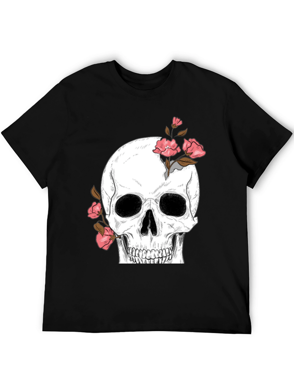 Skull & Roses Graphic Tee - Black T-Shirt