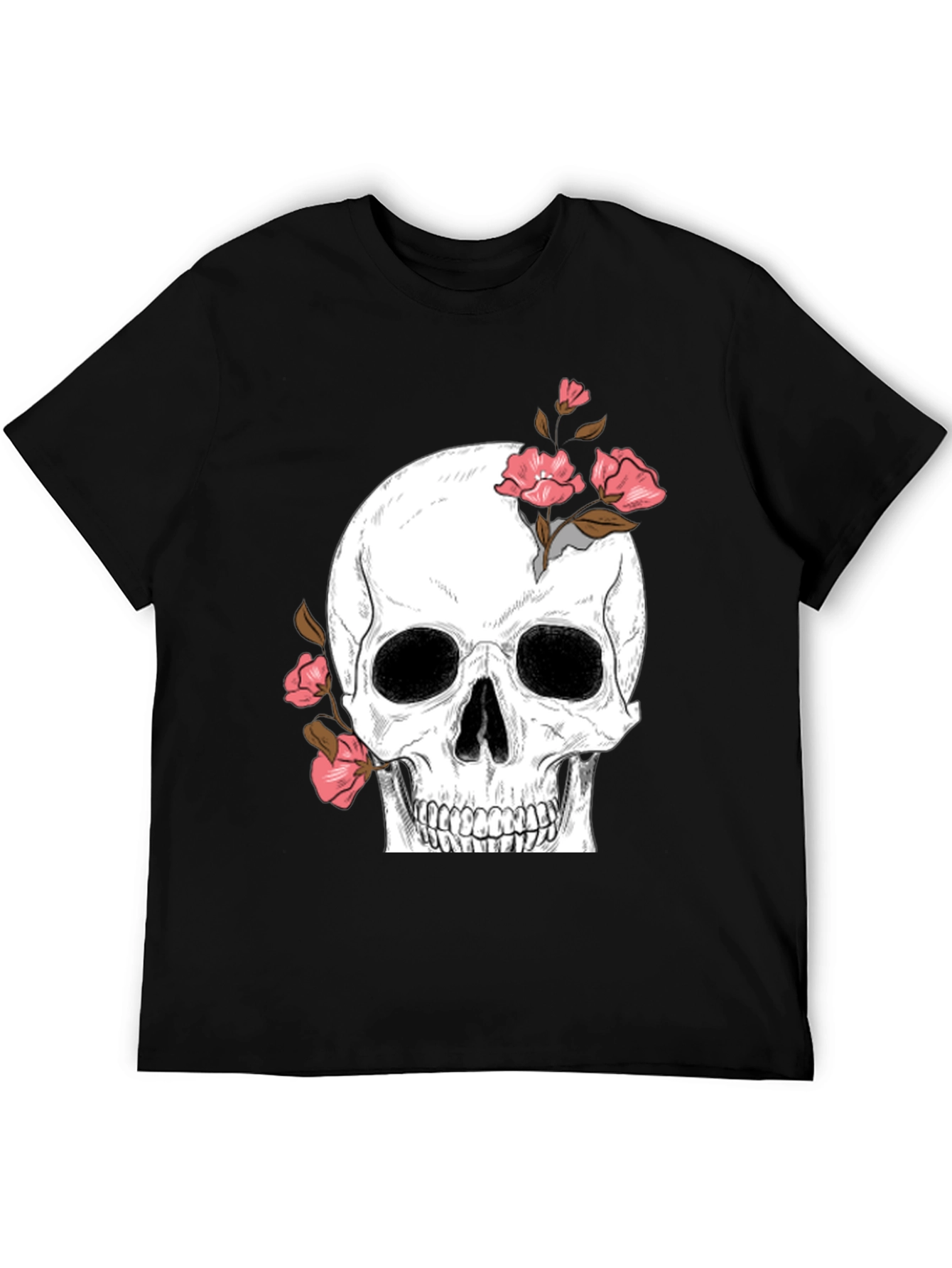 Skull & Roses Graphic Tee - Black T-Shirt