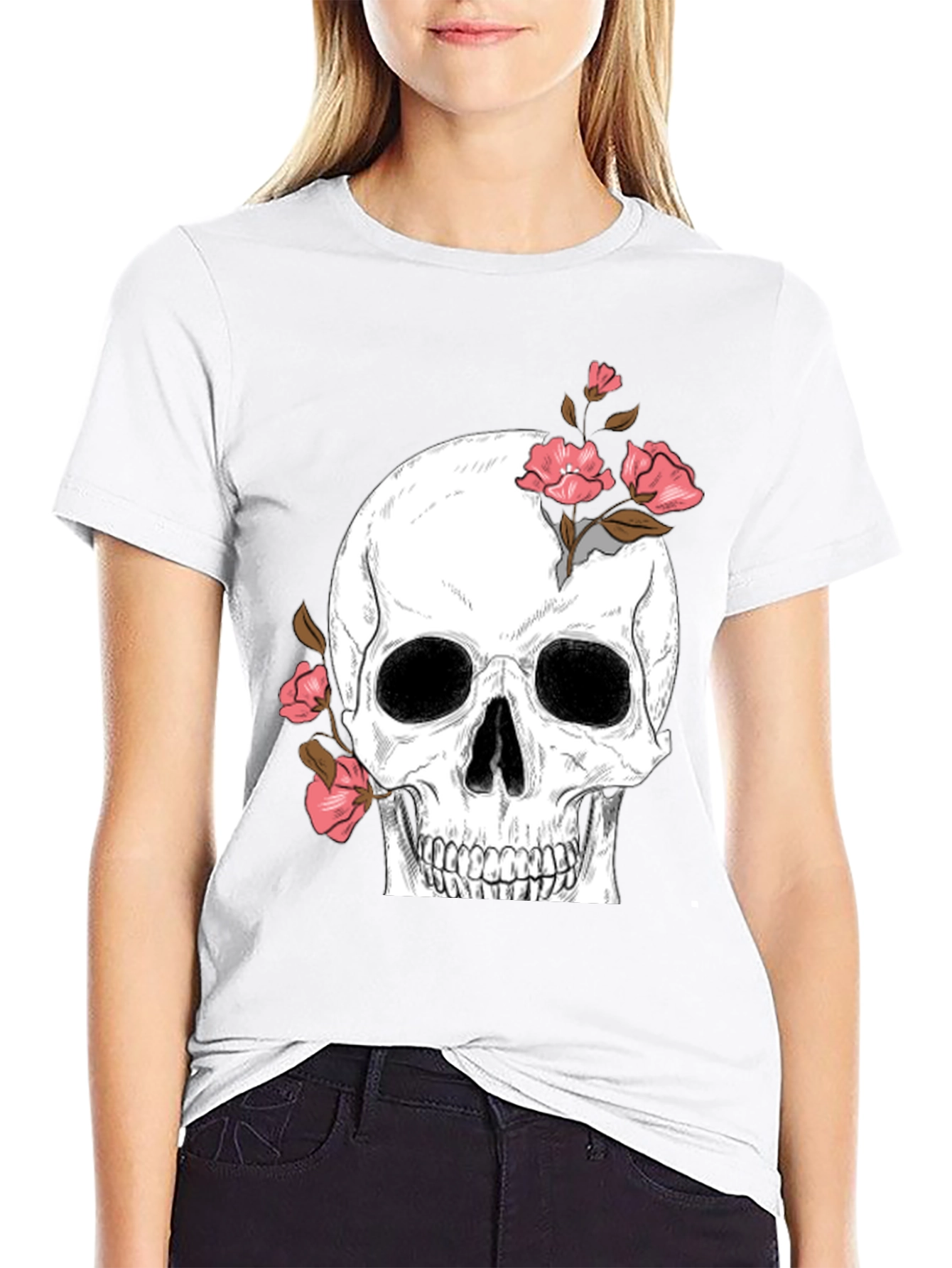 Skull & Roses Graphic Tee - Black T-Shirt