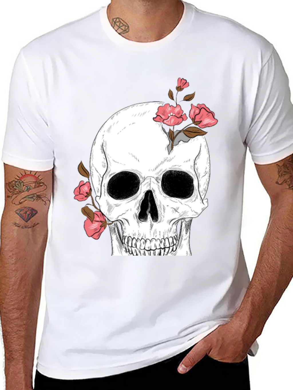 Skull & Roses Graphic Tee - Black T-Shirt