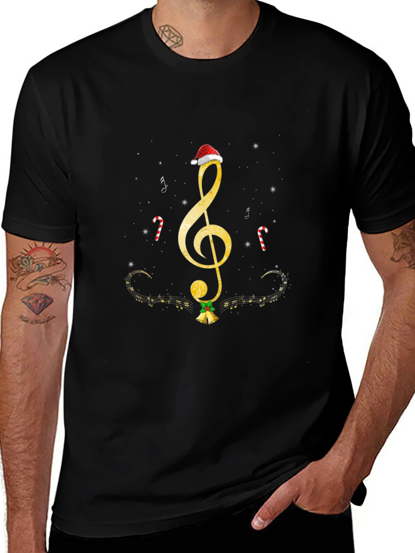 Musical Christmas T-Shirt - Treble Clef & Bells