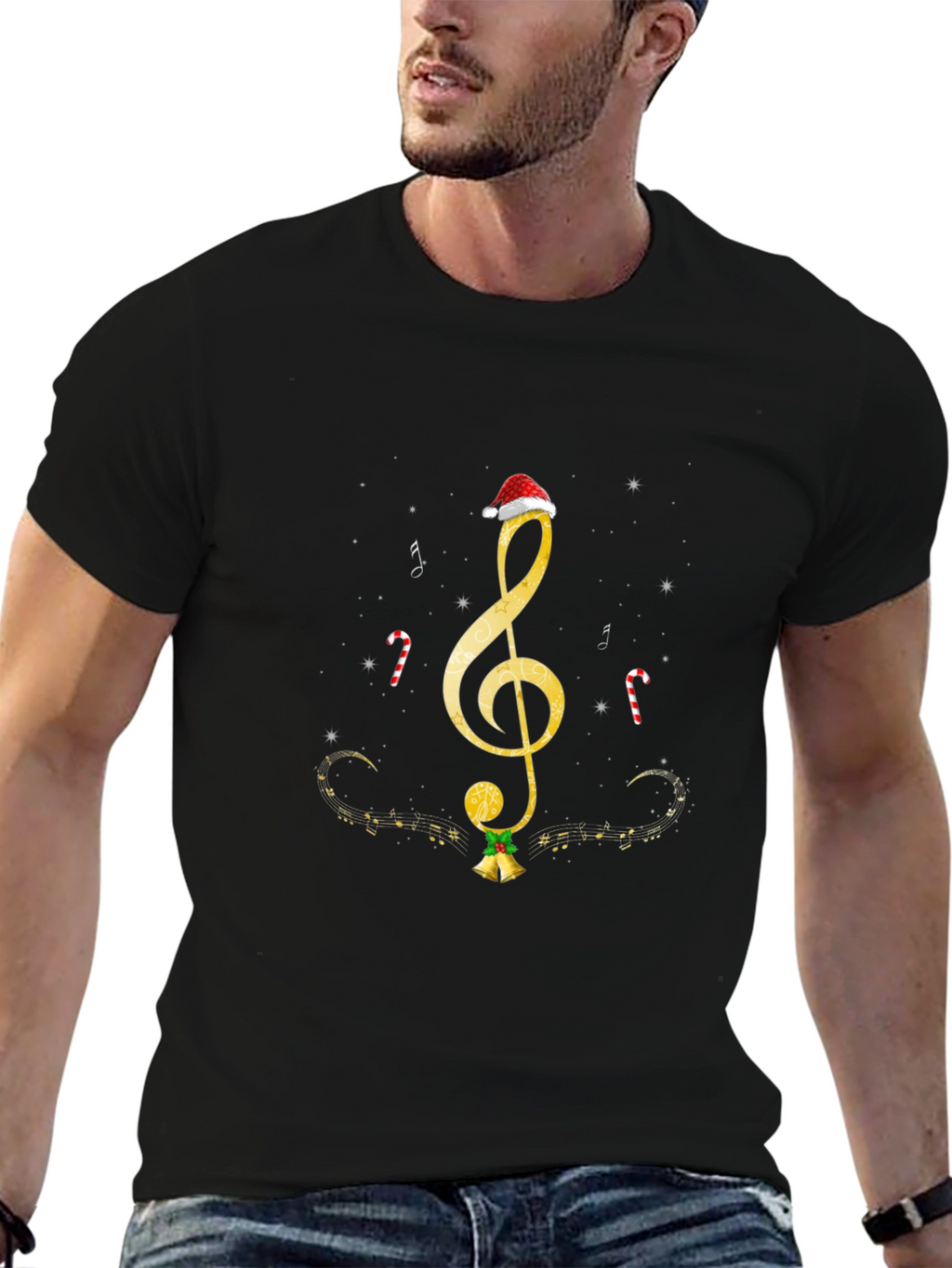 Musical Christmas T-Shirt - Treble Clef & Bells