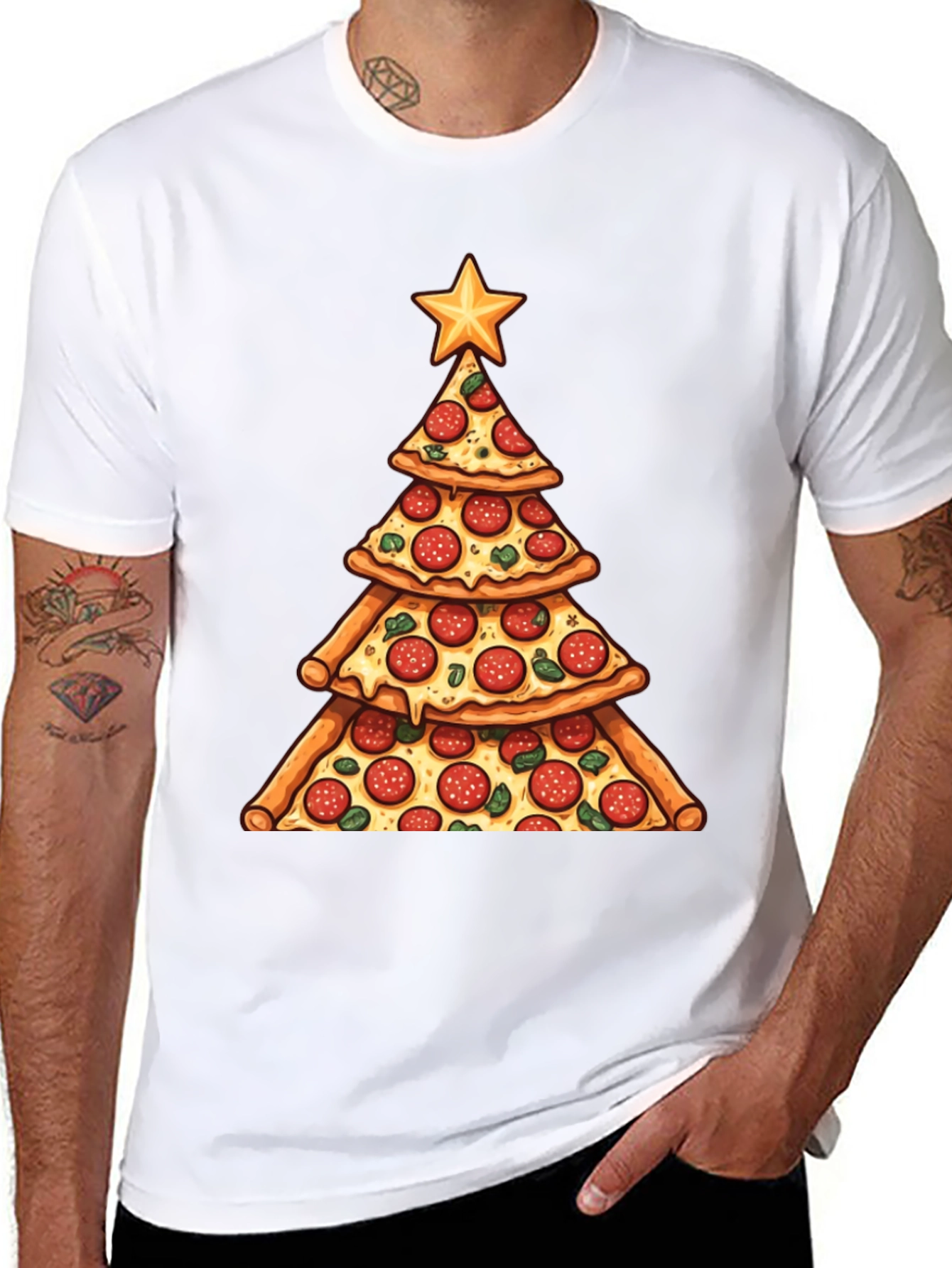 Pizza Christmas Tree T-Shirt