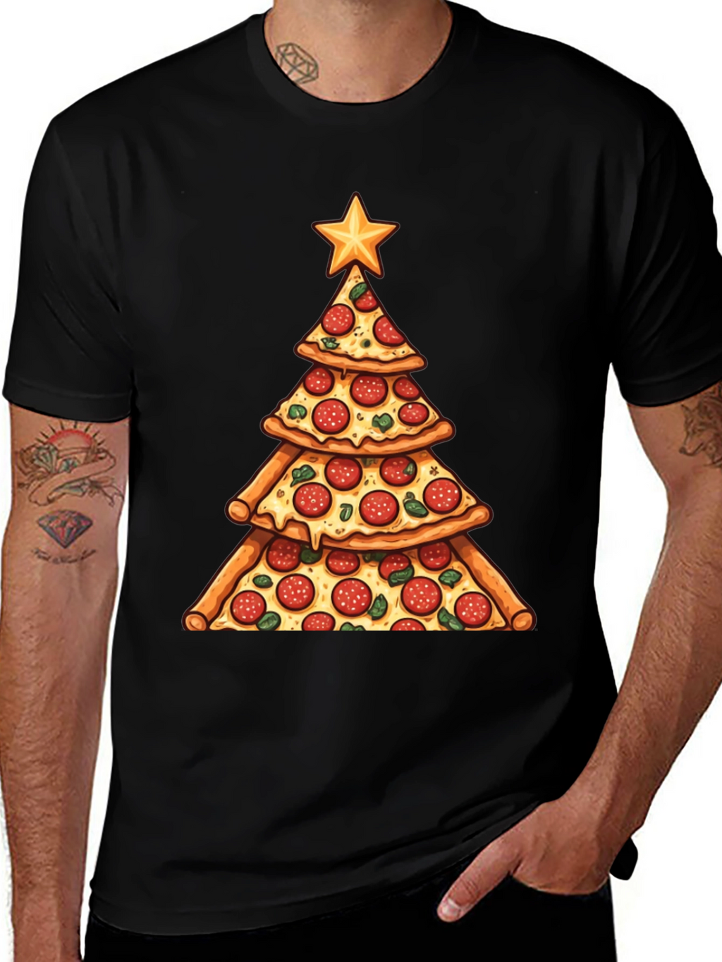 Pizza Christmas Tree T-Shirt