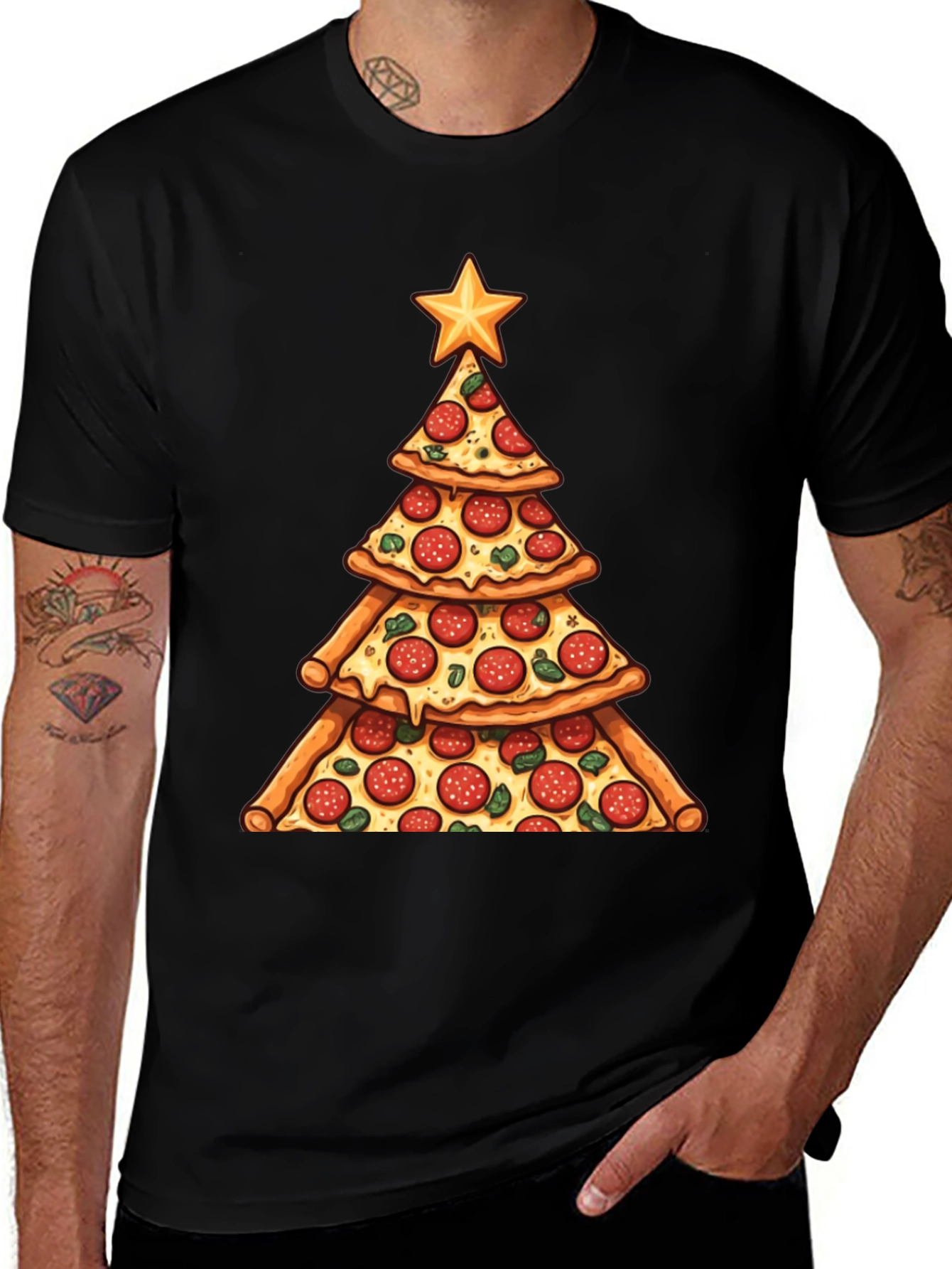Pizza Christmas Tree T-Shirt