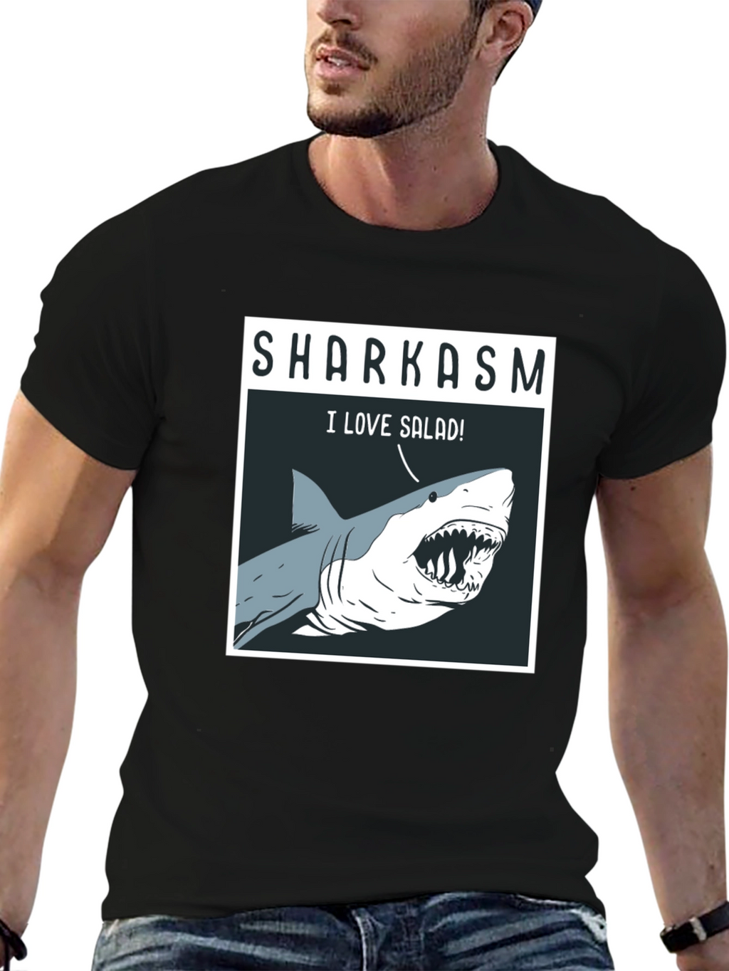 Sharkasm T-Shirt: I Love Salad! Funny Shark Tee