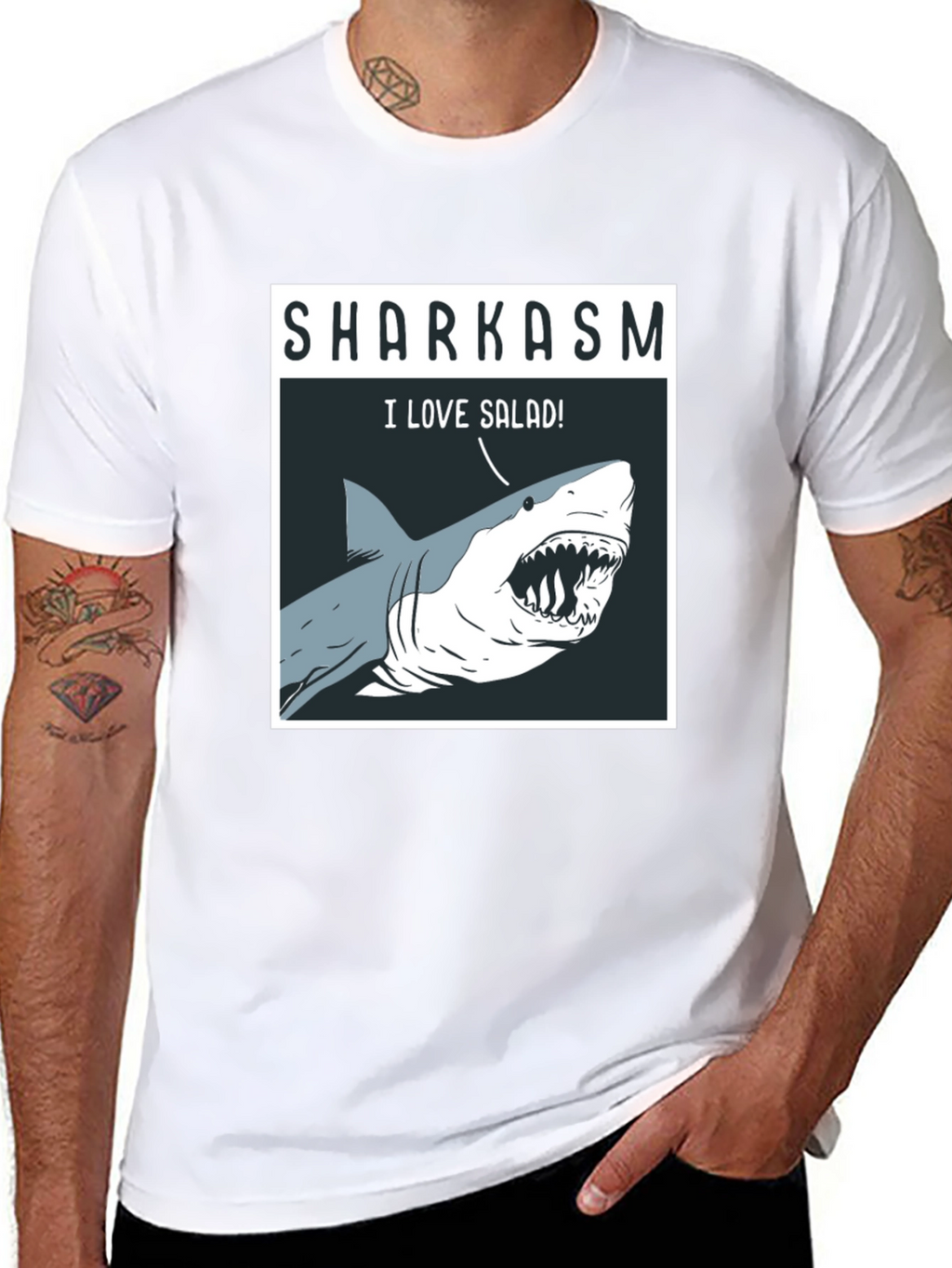 Sharkasm T-Shirt: I Love Salad! Funny Shark Tee