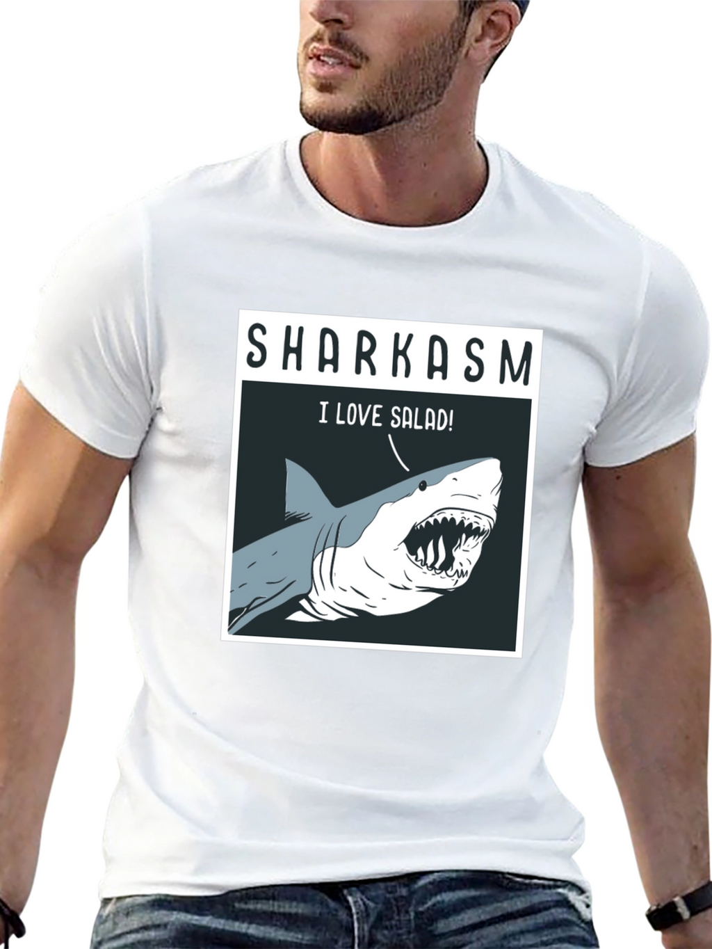 Sharkasm T-Shirt: I Love Salad! Funny Shark Tee
