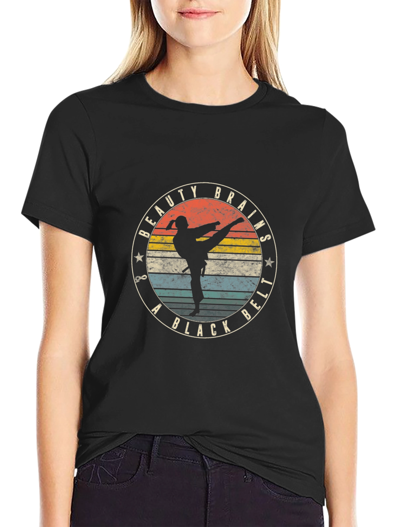 Beauty Brains Black Belt T-Shirt