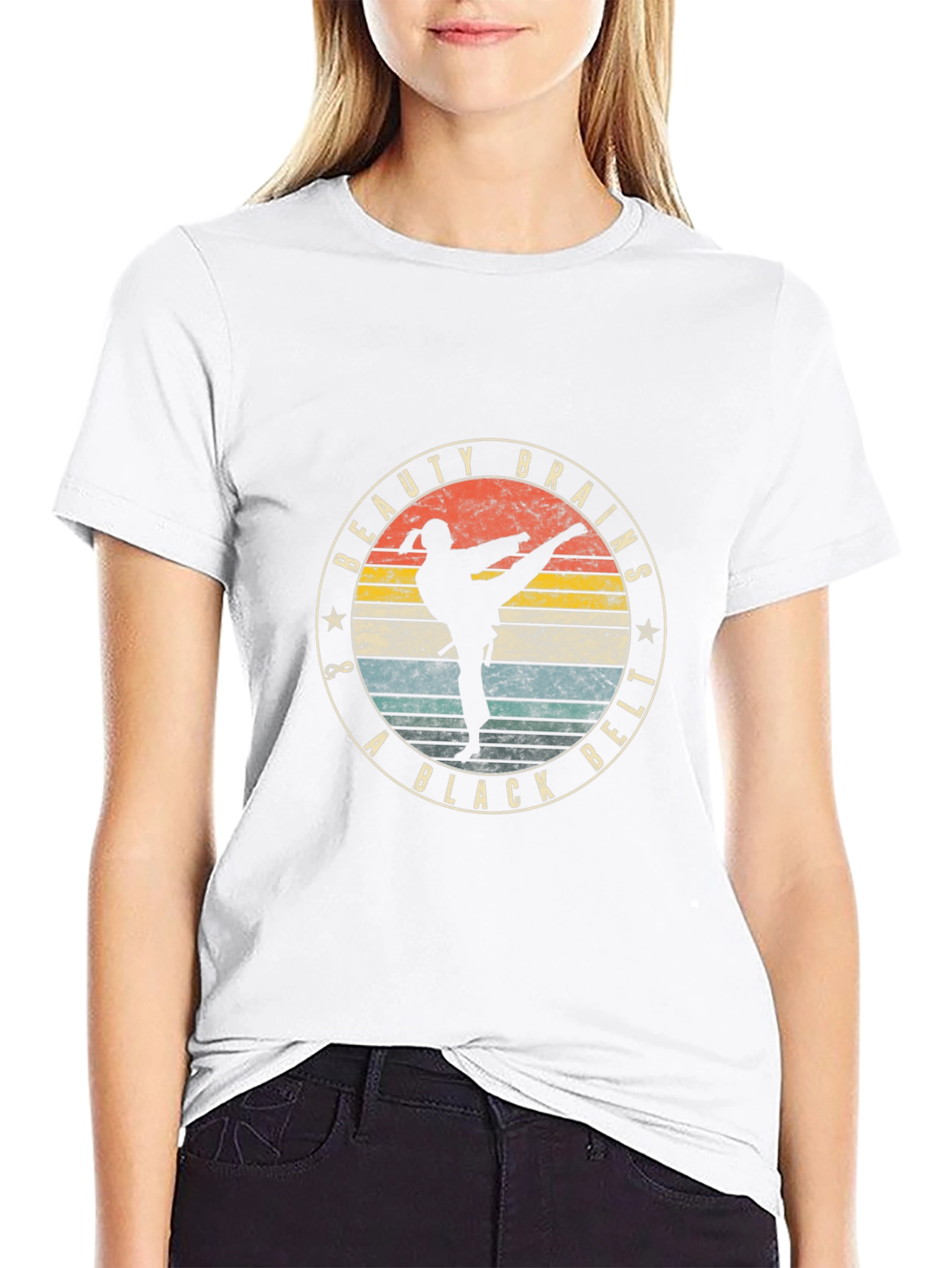 Beauty Brains Black Belt T-Shirt