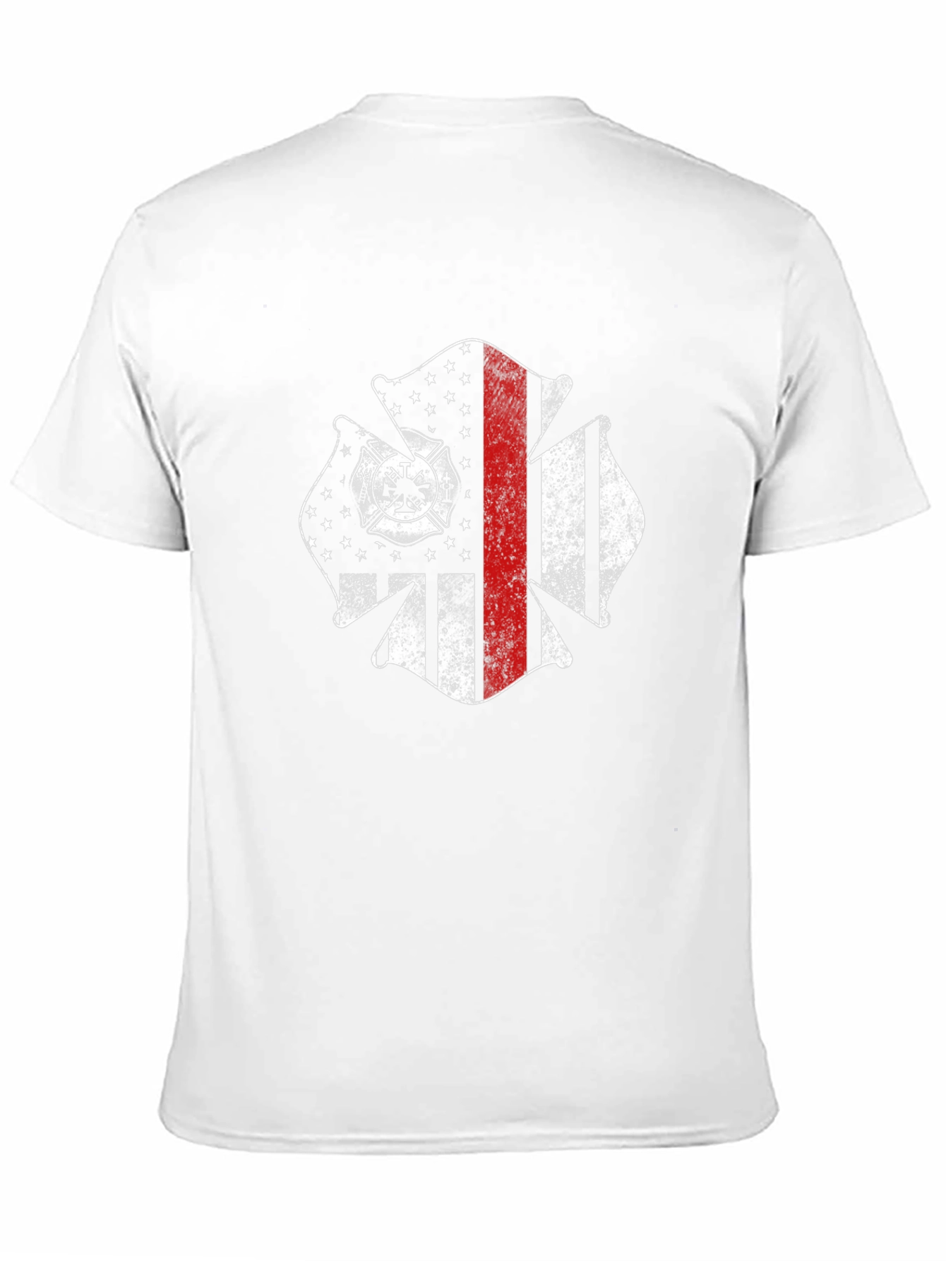 Firefighter Maltese Cross USA Flag Black T-Shirt