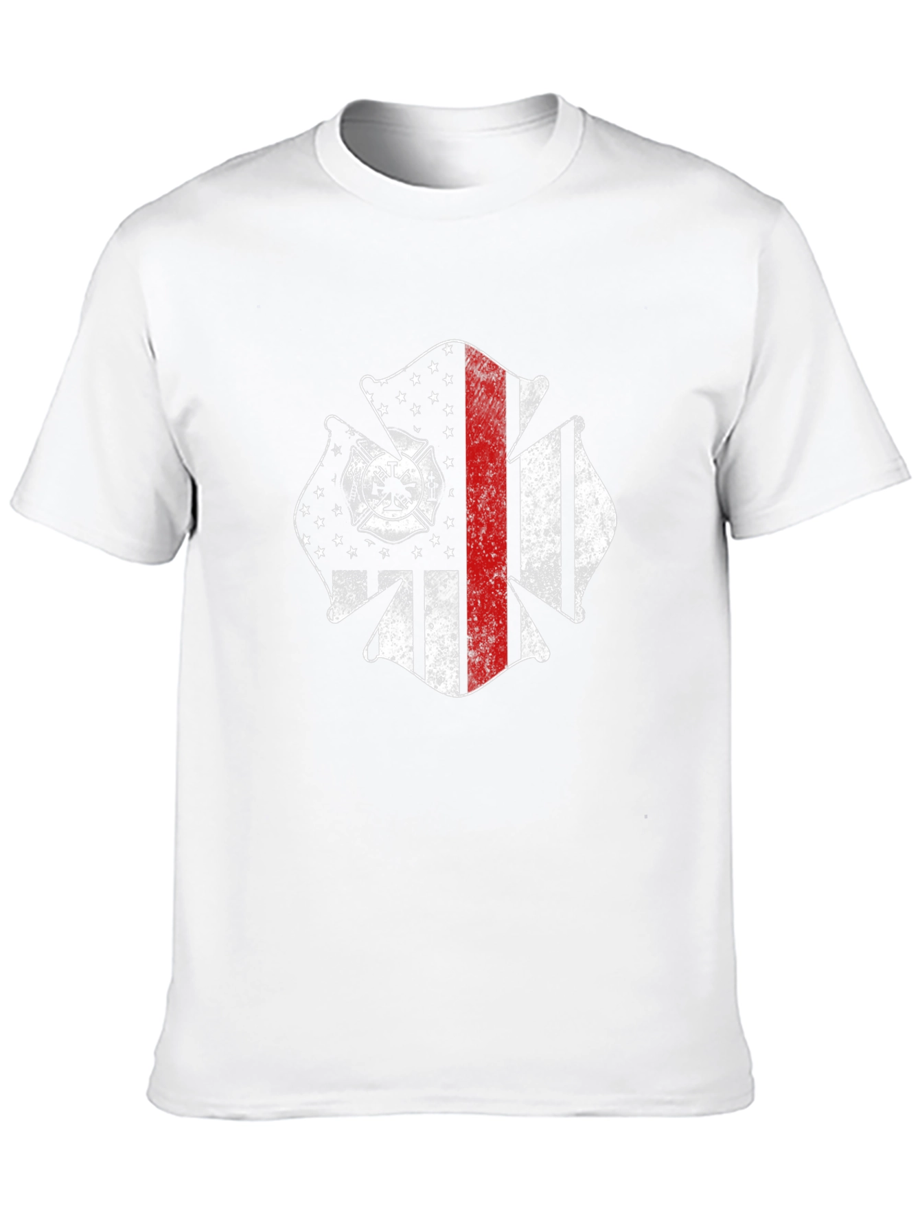 Firefighter Maltese Cross USA Flag Black T-Shirt