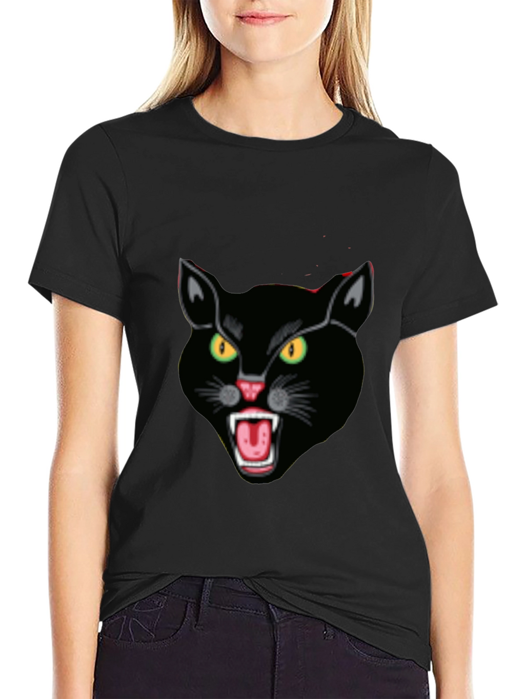 Black Cat Graphic Tee - Fierce Feline Design