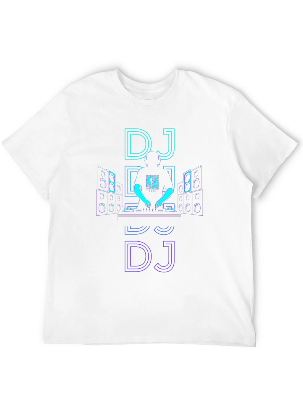 Neon DJ Graphic Tee - Black Cotton T-Shirt