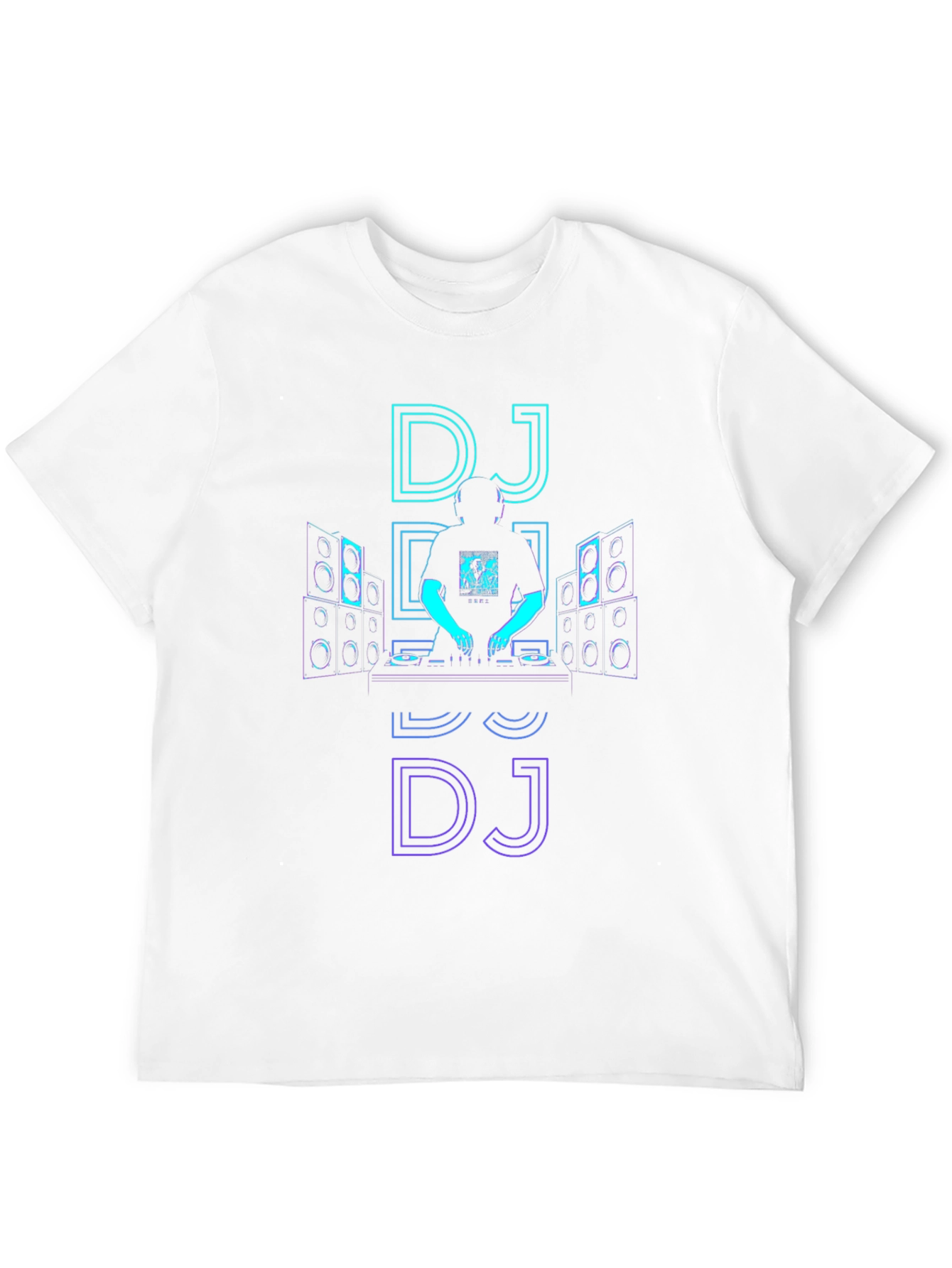 Neon DJ Graphic Tee - Black Cotton T-Shirt