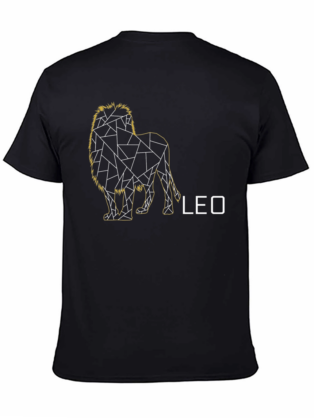 Geometric Leo Zodiac T-Shirt - Black
