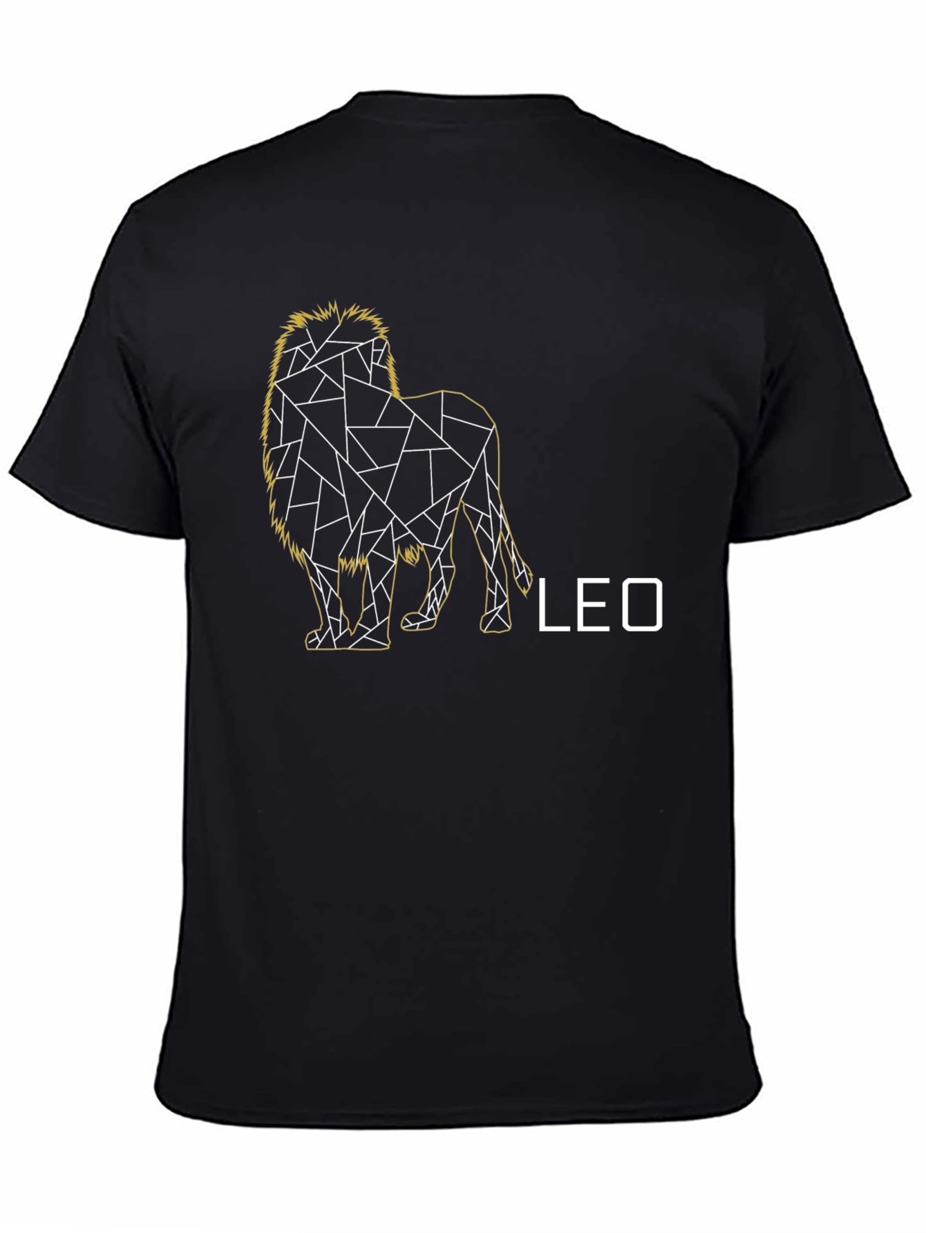 Geometric Leo Zodiac T-Shirt - Black