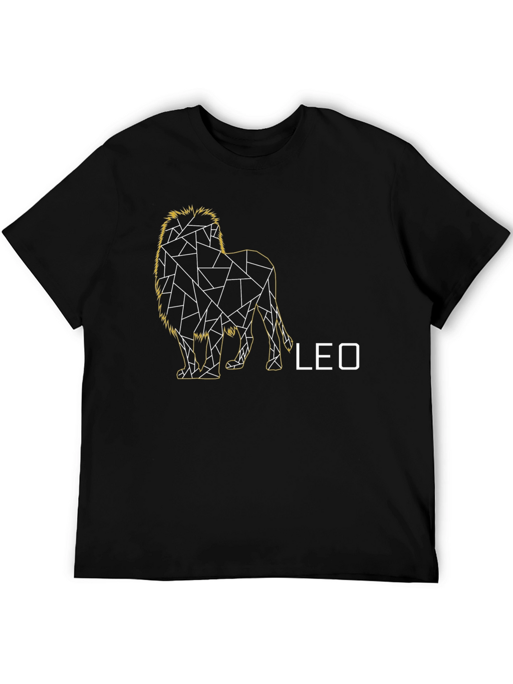 Geometric Leo Zodiac T-Shirt - Black
