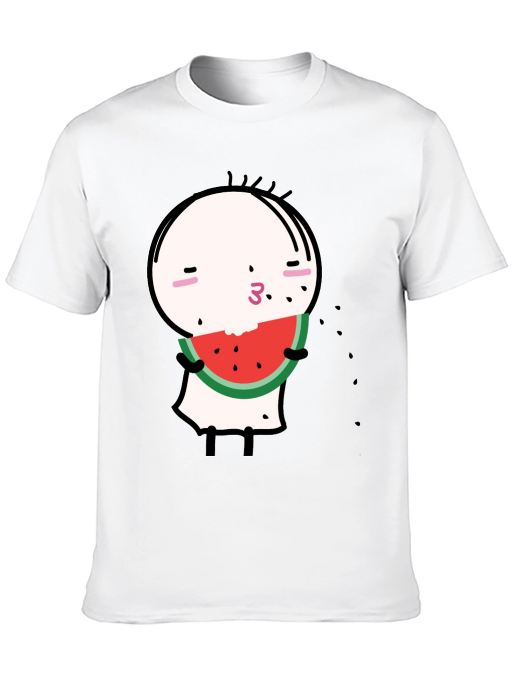 Funny Watermelon Cartoon Graphic Black Tee