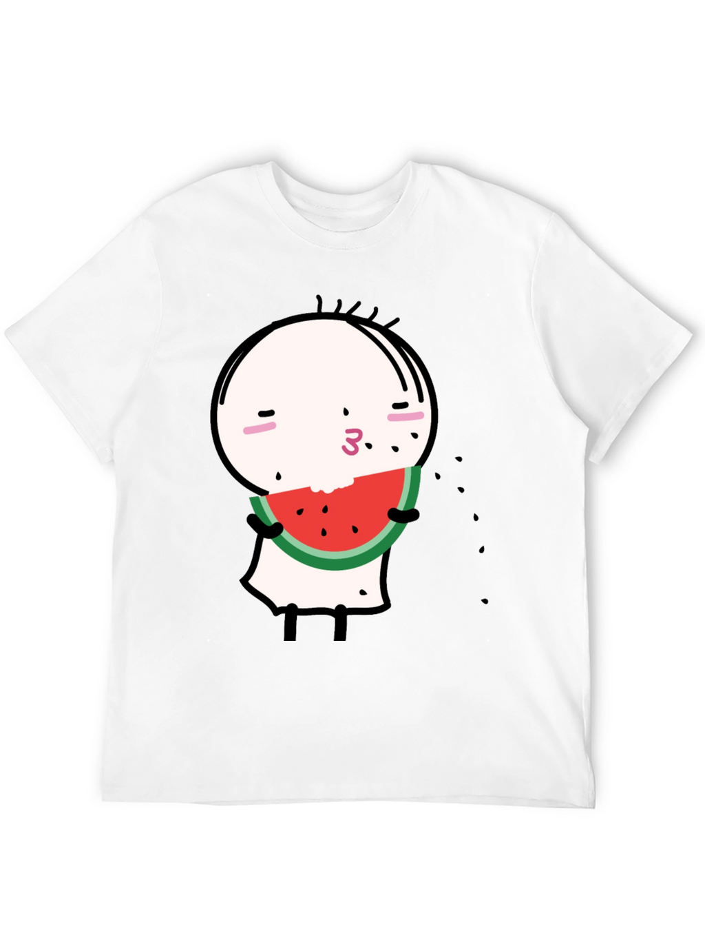 Funny Watermelon Cartoon Graphic Black Tee