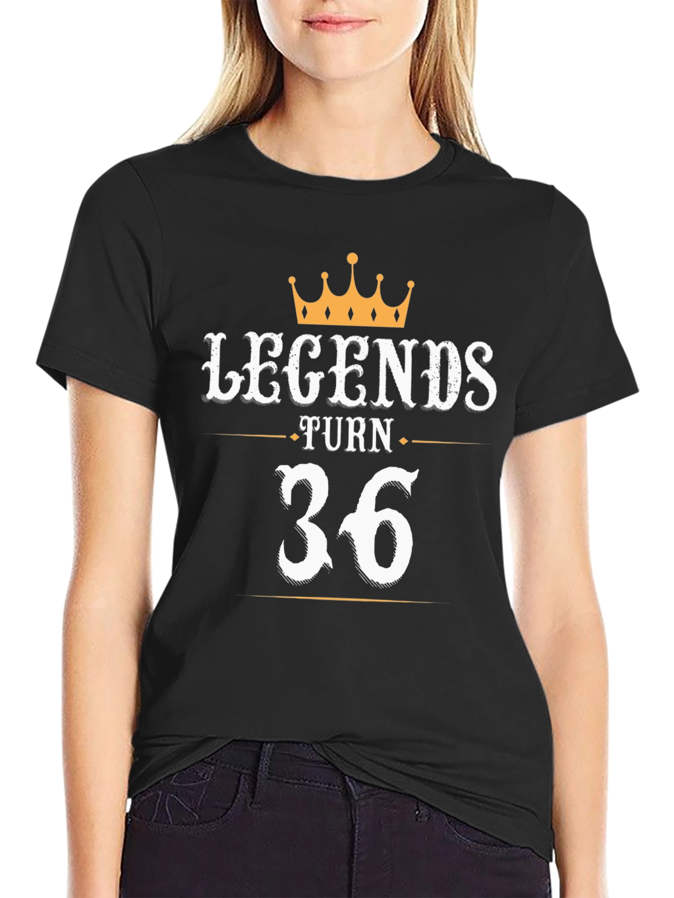 Legends Turn 36 Black Graphic T-Shirt