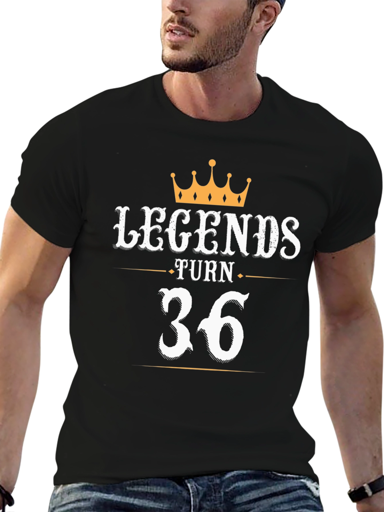 Legends Turn 36 Black Graphic T-Shirt