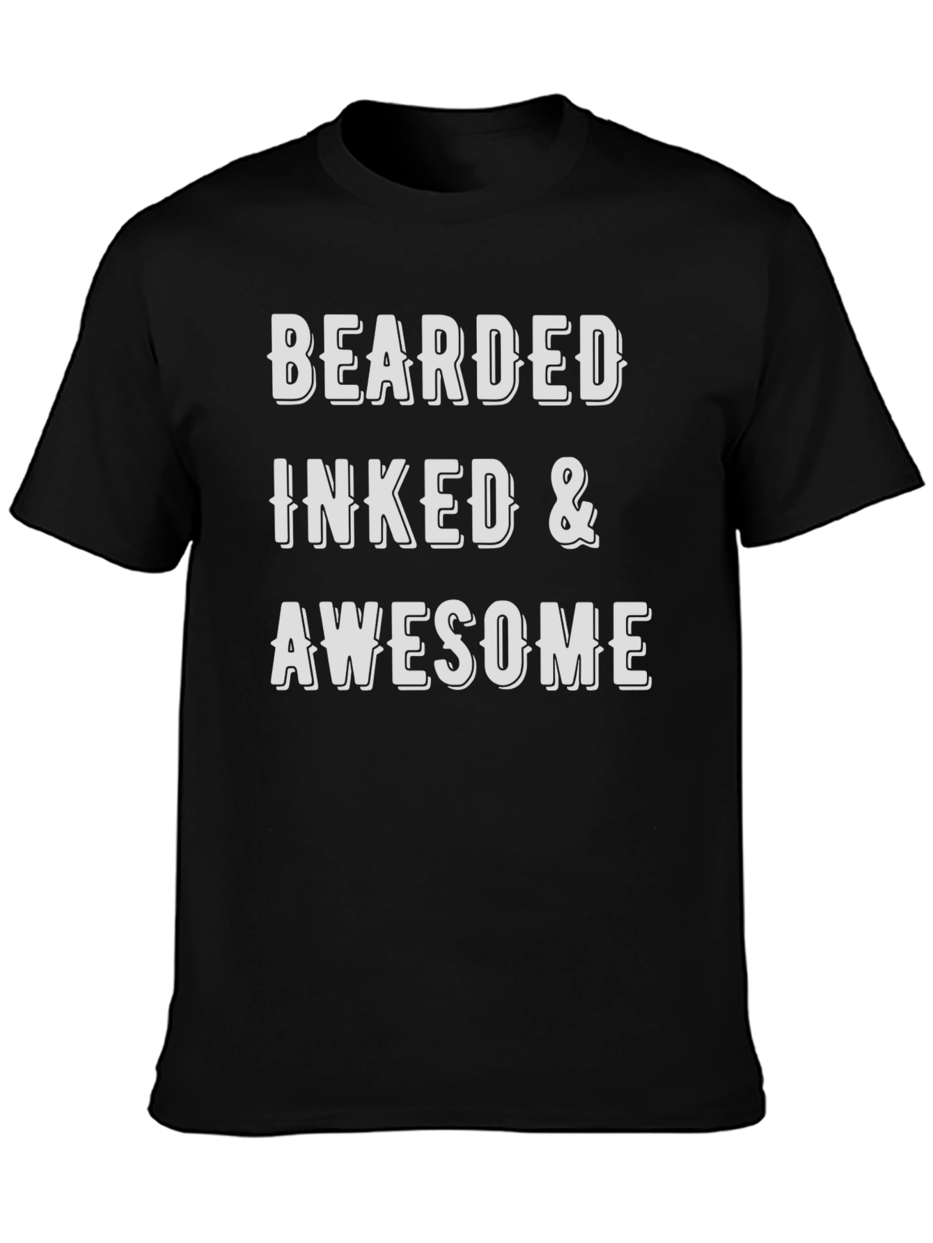 Bearded Inked & Awesome Mens Black T-Shirt