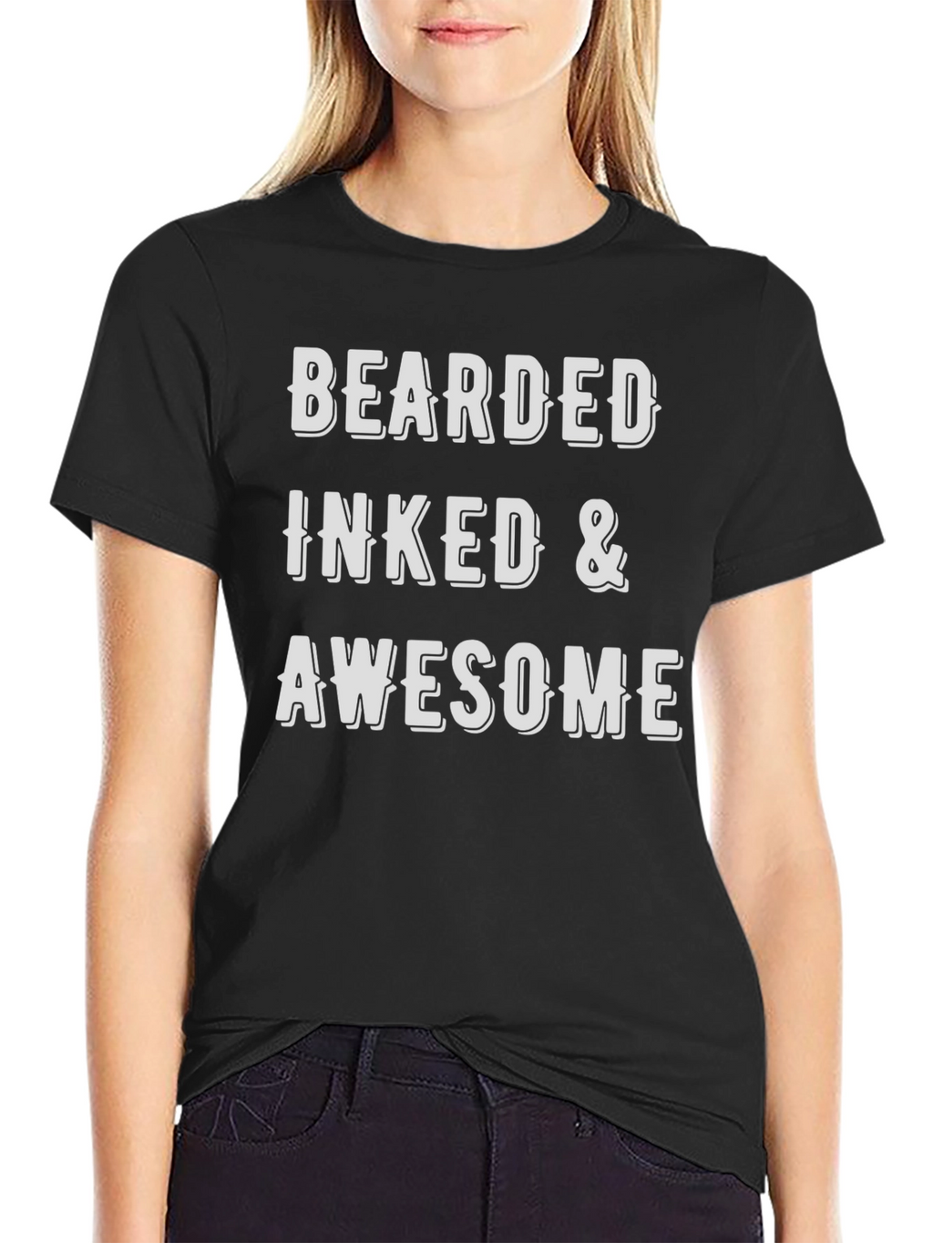 Bearded Inked & Awesome Mens Black T-Shirt