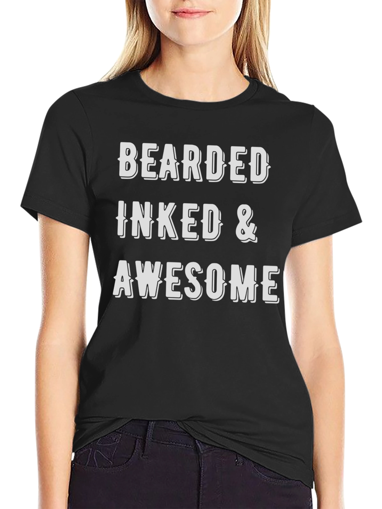 Bearded Inked & Awesome Mens Black T-Shirt