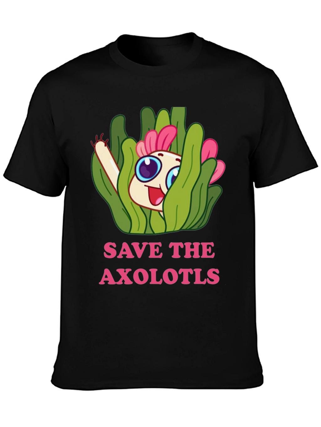 Save the Axolotls Cartoon Graphic T-Shirt