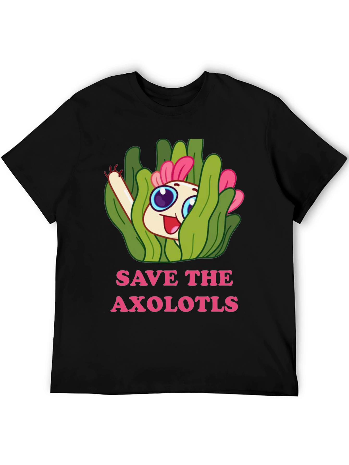 Save the Axolotls Cartoon Graphic T-Shirt