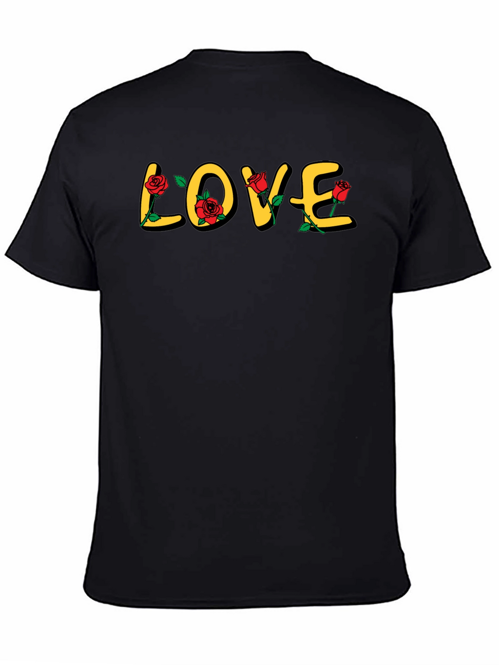 Love Rose Graphic Print Black T-Shirt