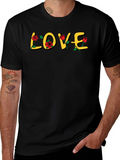 Love Rose Graphic Print Black T-Shirt