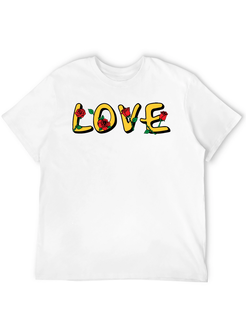 Love Rose Graphic Print Black T-Shirt