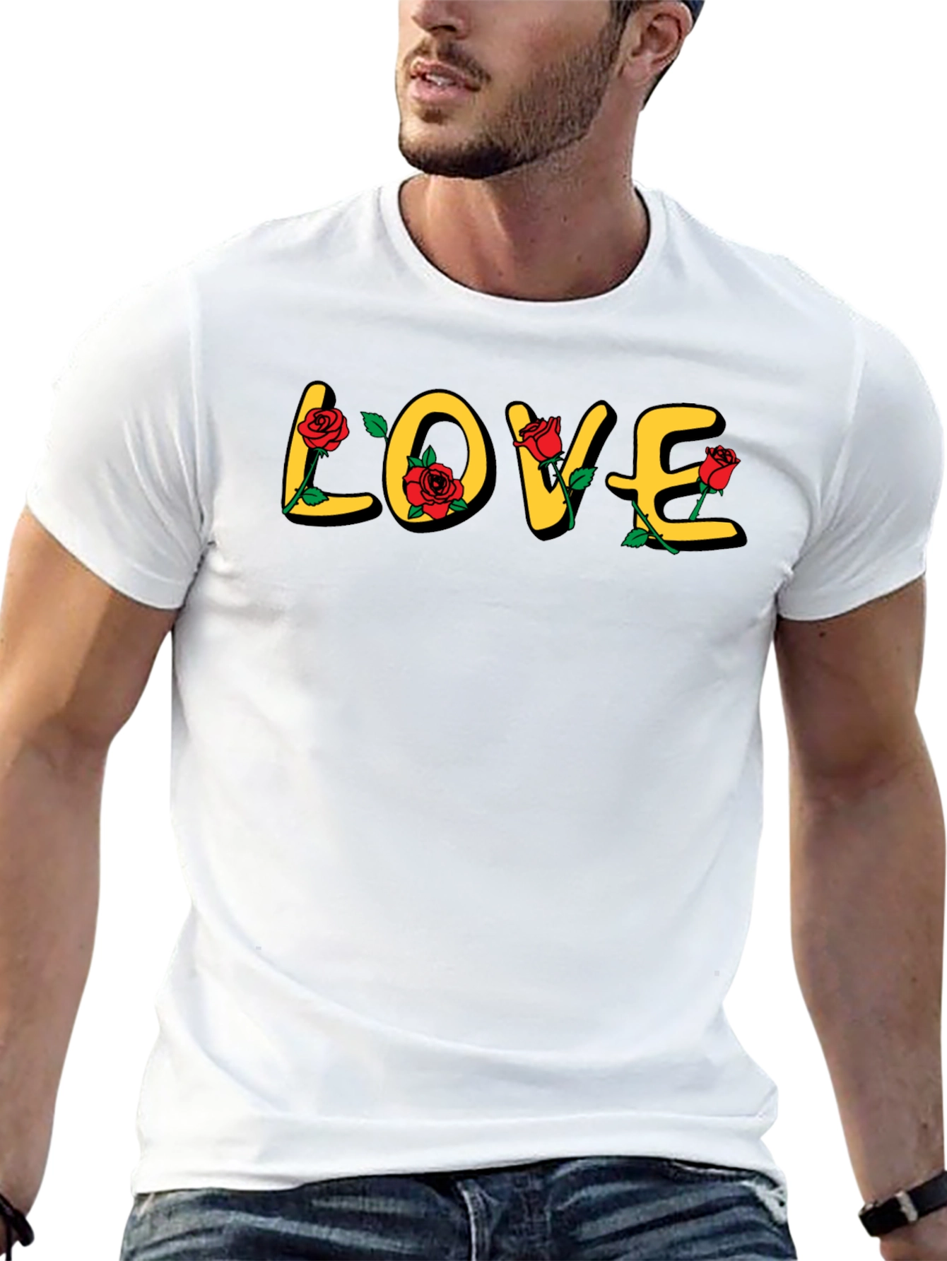 Love Rose Graphic Print Black T-Shirt