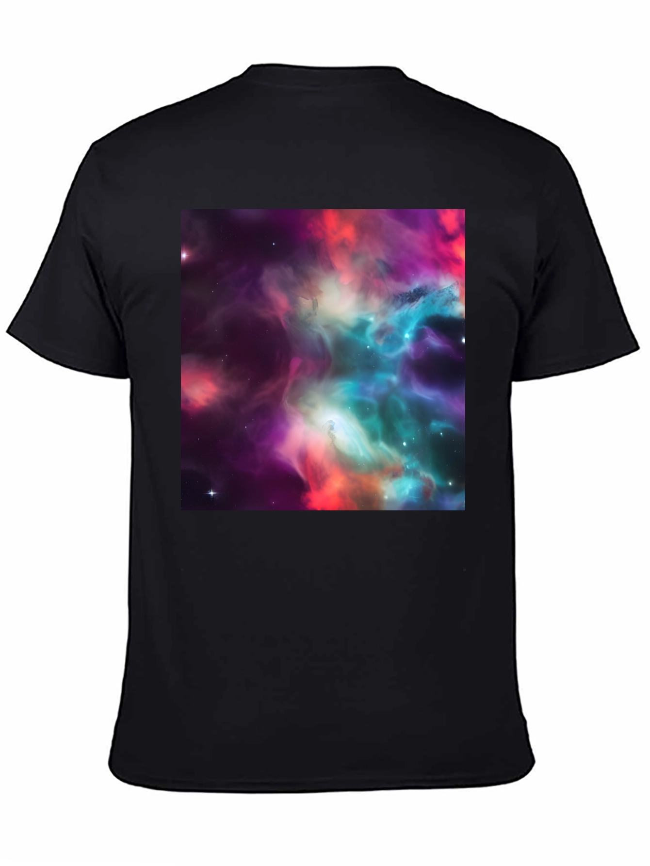 Nebula Print Black Crew Neck T-Shirt