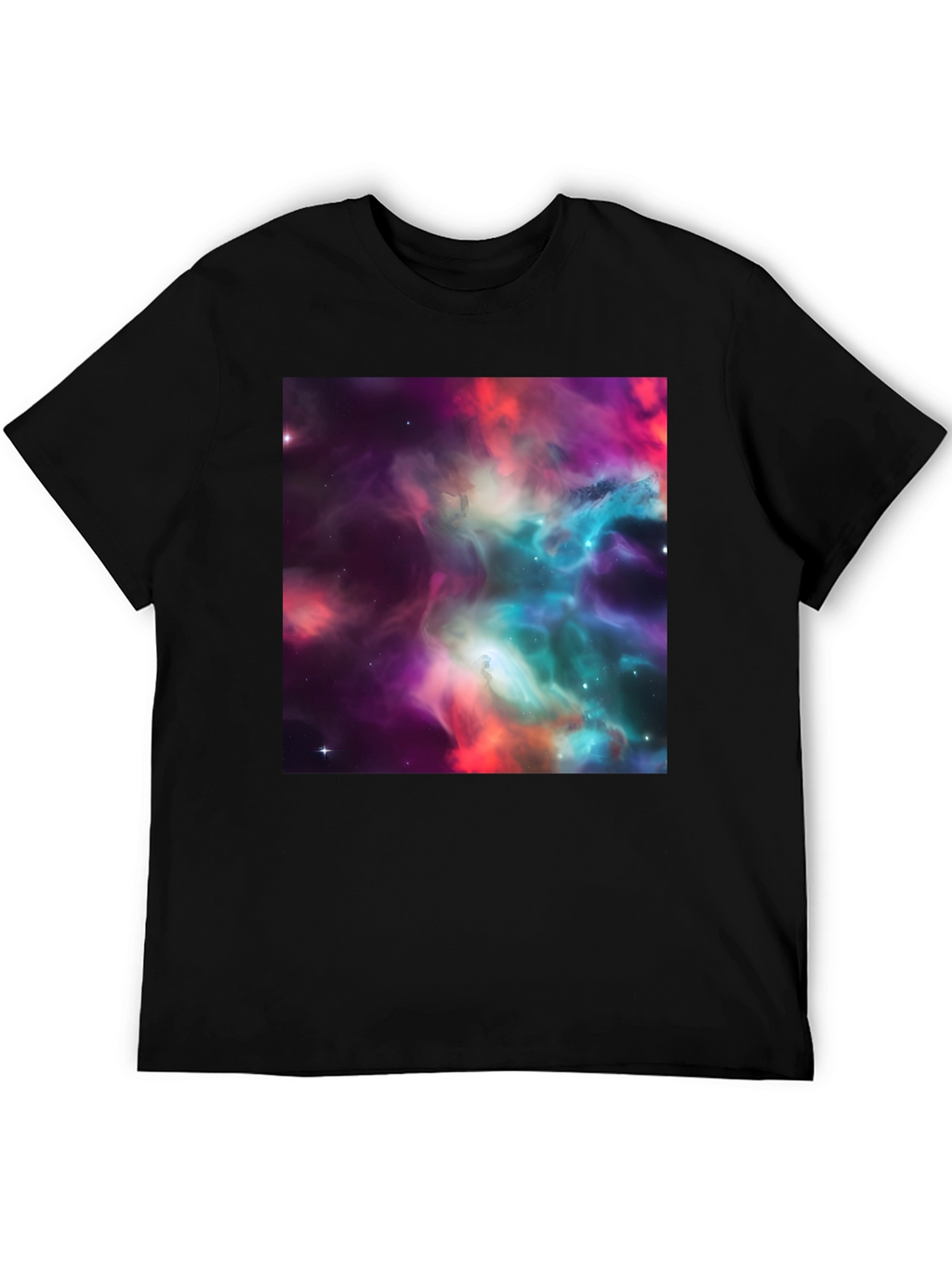 Nebula Print Black Crew Neck T-Shirt