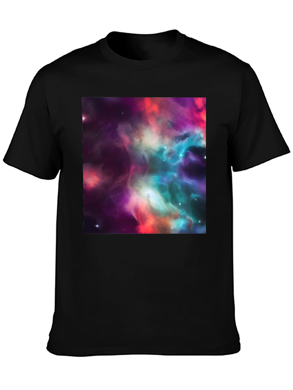 Nebula Print Black Crew Neck T-Shirt