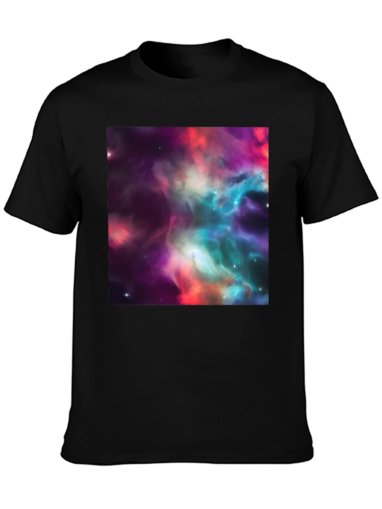 Nebula Print Black Crew Neck T-Shirt