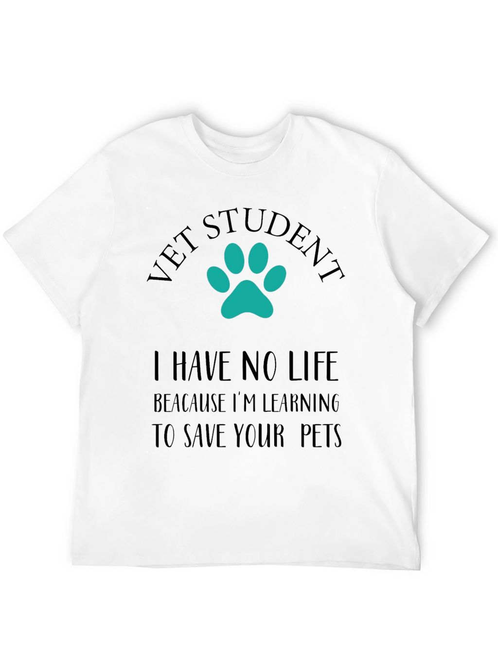 Vet Student Paw Print Graphic Tee - Black