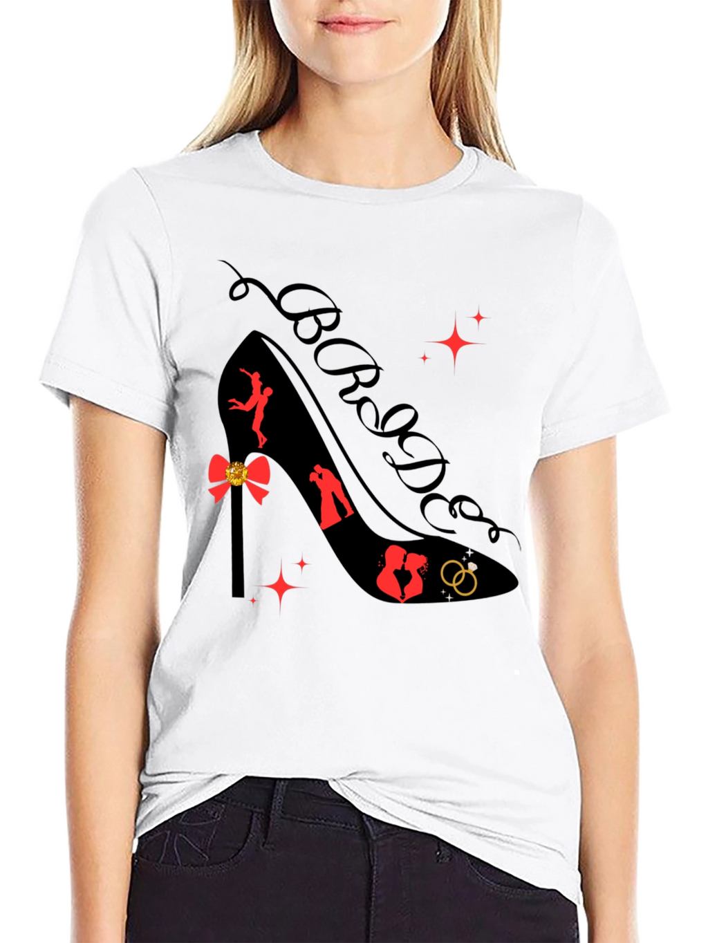 Bride High Heel Shoe Graphic Tee - Black